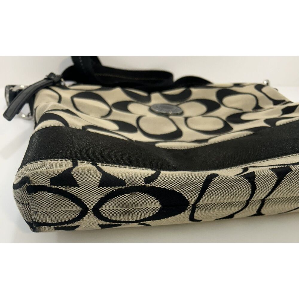 COACH Signature Stripe File Bag Crossbody Purse Black Grey Canvas F19220 - Picture 9 of 9